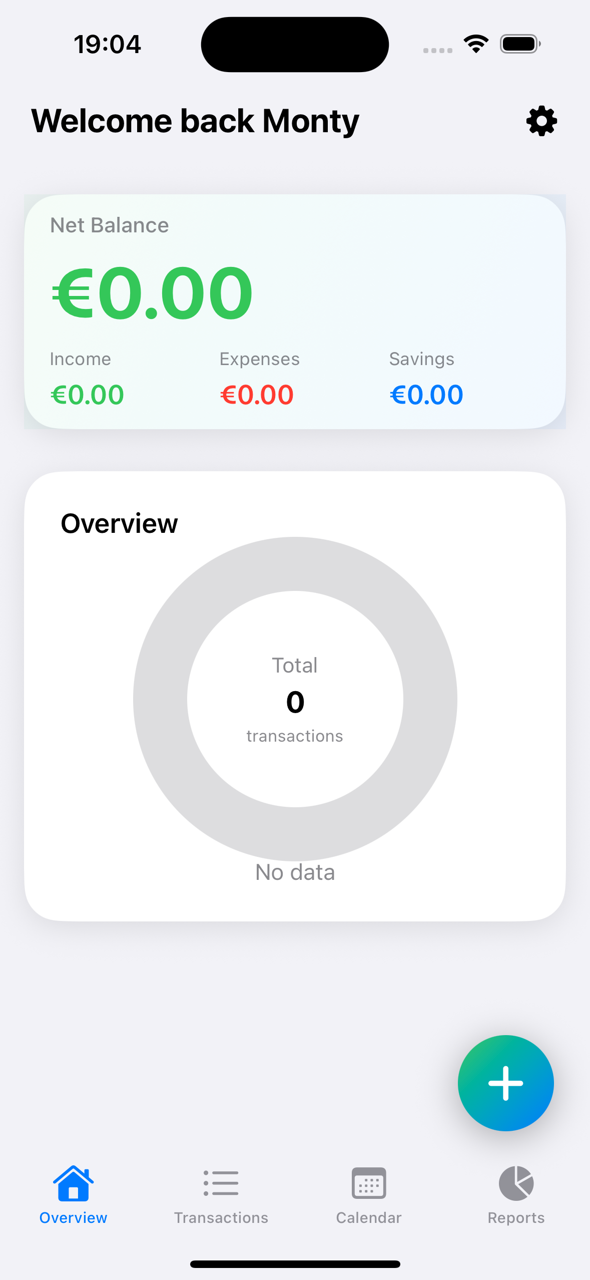Spend With Plan overview screen